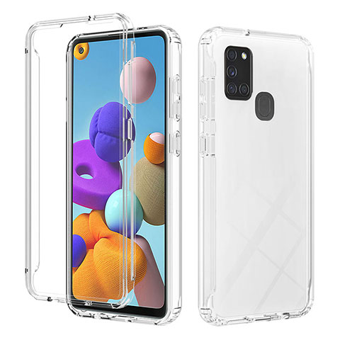 Custodia Silicone Trasparente Ultra Sottile Morbida Cover Fronte e Retro 360 Gradi Sfumato YB2 per Samsung Galaxy A21s Chiaro