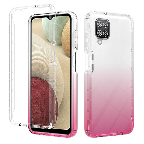 Custodia Silicone Trasparente Ultra Sottile Morbida Cover Fronte e Retro 360 Gradi Sfumato YB2 per Samsung Galaxy F12 Rosa