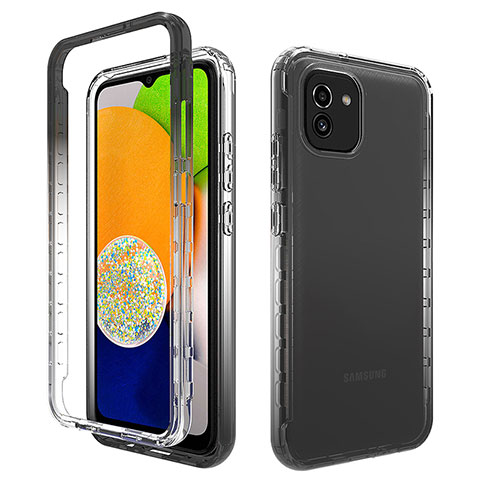 Custodia Silicone Trasparente Ultra Sottile Morbida Cover Fronte e Retro 360 Gradi Sfumato ZJ1 per Samsung Galaxy A03 Nero