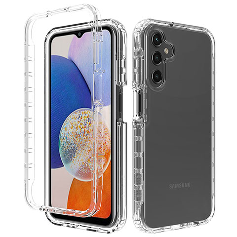 Custodia Silicone Trasparente Ultra Sottile Morbida Cover Fronte e Retro 360 Gradi Sfumato ZJ1 per Samsung Galaxy A14 5G Chiaro