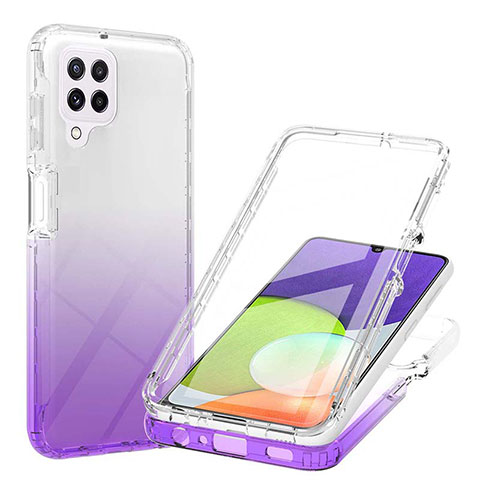 Custodia Silicone Trasparente Ultra Sottile Morbida Cover Fronte e Retro 360 Gradi Sfumato ZJ1 per Samsung Galaxy A22 4G Viola