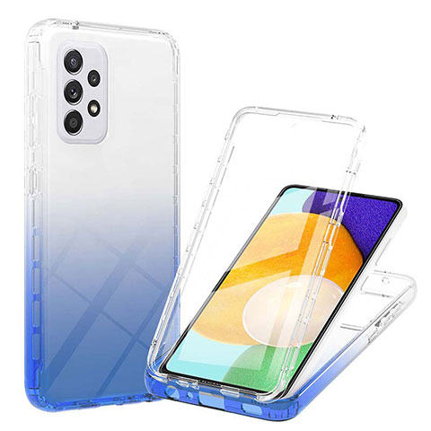 Custodia Silicone Trasparente Ultra Sottile Morbida Cover Fronte e Retro 360 Gradi Sfumato ZJ1 per Samsung Galaxy A52 5G Blu