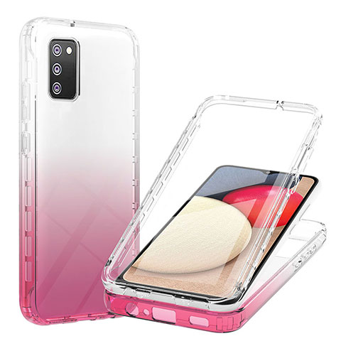 Custodia Silicone Trasparente Ultra Sottile Morbida Cover Fronte e Retro 360 Gradi Sfumato ZJ1 per Samsung Galaxy F02S SM-E025F Rosa