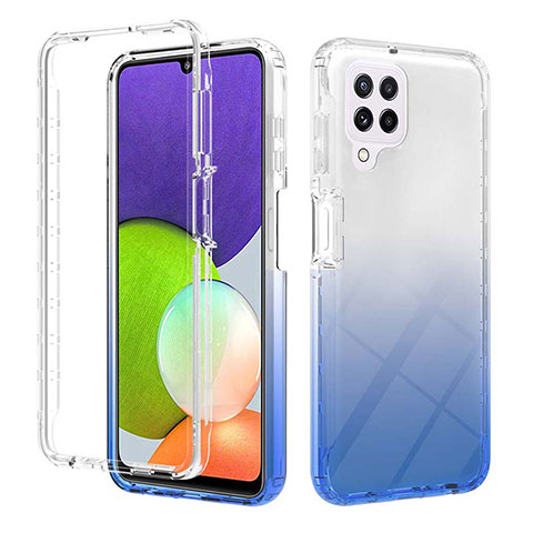 Custodia Silicone Trasparente Ultra Sottile Morbida Cover Fronte e Retro 360 Gradi Sfumato ZJ2 per Samsung Galaxy A22 4G Blu