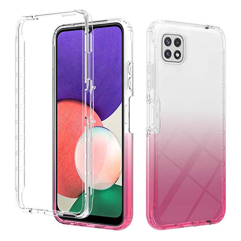 Custodia Silicone Trasparente Ultra Sottile Morbida Cover Fronte e Retro 360 Gradi Sfumato ZJ2 per Samsung Galaxy A22 5G Rosa