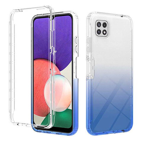 Custodia Silicone Trasparente Ultra Sottile Morbida Cover Fronte e Retro 360 Gradi Sfumato ZJ2 per Samsung Galaxy A22s 5G Blu