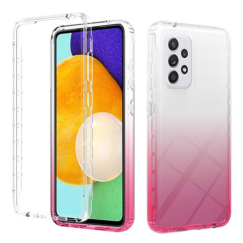 Custodia Silicone Trasparente Ultra Sottile Morbida Cover Fronte e Retro 360 Gradi Sfumato ZJ2 per Samsung Galaxy A52 4G Rosa