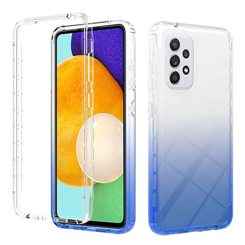 Custodia Silicone Trasparente Ultra Sottile Morbida Cover Fronte e Retro 360 Gradi Sfumato ZJ2 per Samsung Galaxy A52s 5G Blu