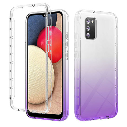 Custodia Silicone Trasparente Ultra Sottile Morbida Cover Fronte e Retro 360 Gradi Sfumato ZJ2 per Samsung Galaxy F02S SM-E025F Viola