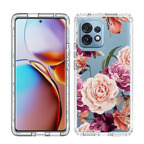 Custodia Silicone Trasparente Ultra Sottile Morbida Cover Fronte e Retro 360 JX1 per Motorola Moto Edge 40 Pro 5G Lavanda