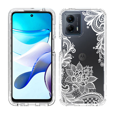 Custodia Silicone Trasparente Ultra Sottile Morbida Cover Fronte e Retro 360 JX1 per Motorola Moto G 5G (2023) Bianco