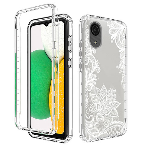 Custodia Silicone Trasparente Ultra Sottile Morbida Cover Fronte e Retro 360 JX1 per Samsung Galaxy A03 Core Bianco