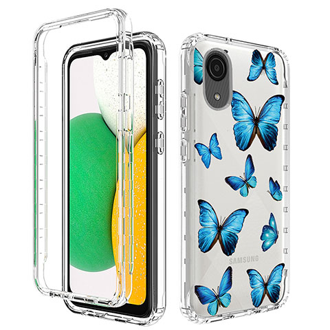 Custodia Silicone Trasparente Ultra Sottile Morbida Cover Fronte e Retro 360 JX1 per Samsung Galaxy A03 Core Blu