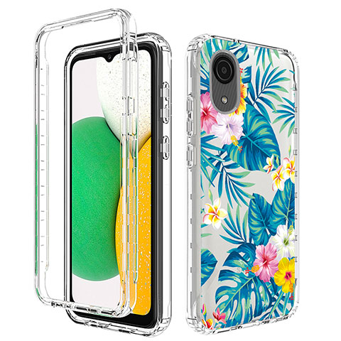 Custodia Silicone Trasparente Ultra Sottile Morbida Cover Fronte e Retro 360 JX1 per Samsung Galaxy A03 Core Cielo Blu