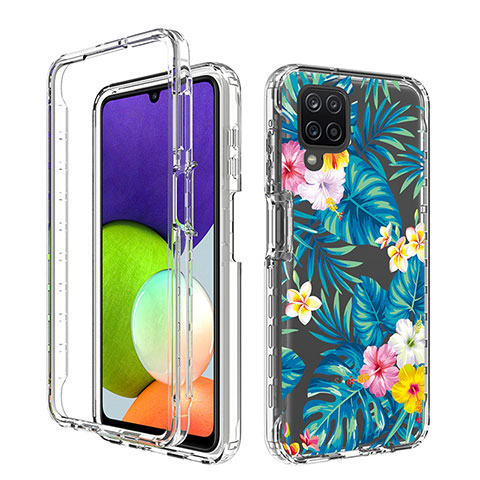 Custodia Silicone Trasparente Ultra Sottile Morbida Cover Fronte e Retro 360 JX1 per Samsung Galaxy A22 4G Cielo Blu