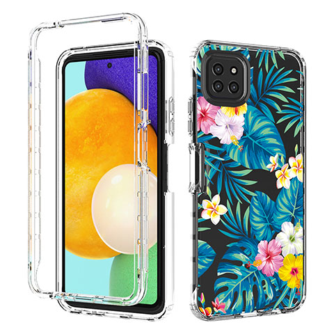 Custodia Silicone Trasparente Ultra Sottile Morbida Cover Fronte e Retro 360 JX1 per Samsung Galaxy A22 5G Cielo Blu