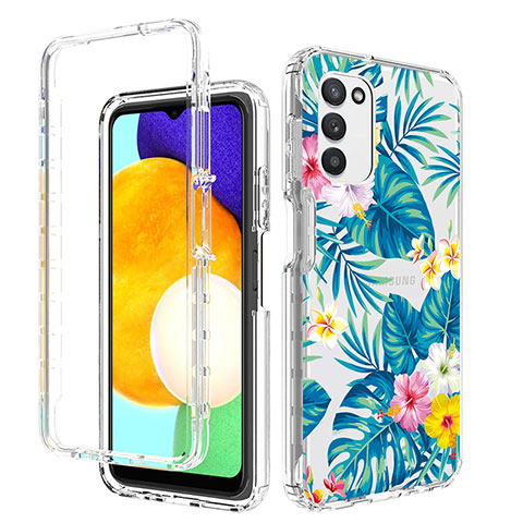 Custodia Silicone Trasparente Ultra Sottile Morbida Cover Fronte e Retro 360 JX3 per Samsung Galaxy A03s Cielo Blu