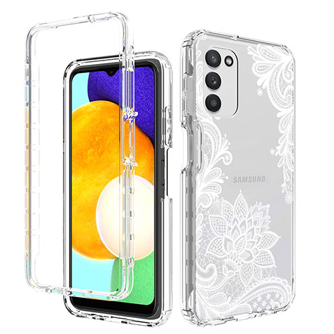 Custodia Silicone Trasparente Ultra Sottile Morbida Cover Fronte e Retro 360 JX3 per Samsung Galaxy F02S SM-E025F Bianco