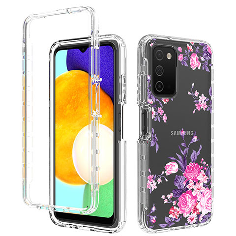 Custodia Silicone Trasparente Ultra Sottile Morbida Cover Fronte e Retro 360 JX4 per Samsung Galaxy A03s Rosa