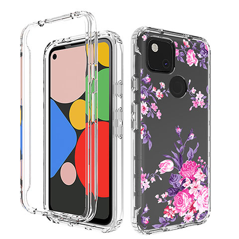 Custodia Silicone Trasparente Ultra Sottile Morbida Cover Fronte e Retro 360 per Google Pixel 4a Rosa