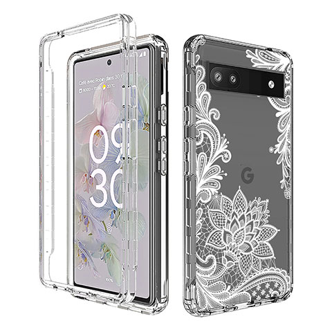 Custodia Silicone Trasparente Ultra Sottile Morbida Cover Fronte e Retro 360 per Google Pixel 6a 5G Bianco