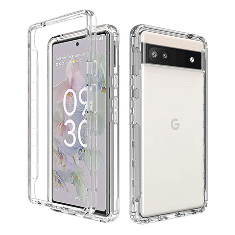 Custodia Silicone Trasparente Ultra Sottile Morbida Cover Fronte e Retro 360 per Google Pixel 6a 5G Chiaro