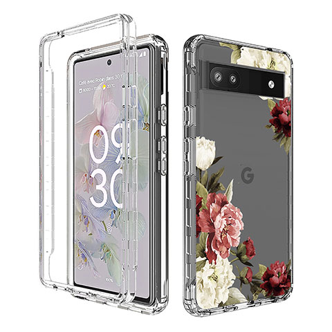 Custodia Silicone Trasparente Ultra Sottile Morbida Cover Fronte e Retro 360 per Google Pixel 6a 5G Marrone