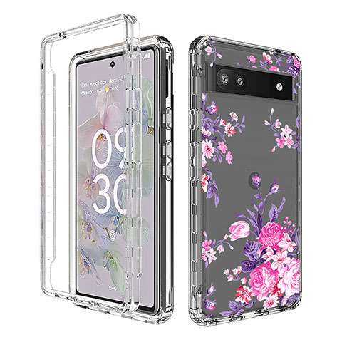 Custodia Silicone Trasparente Ultra Sottile Morbida Cover Fronte e Retro 360 per Google Pixel 6a 5G Rosa