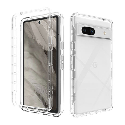 Custodia Silicone Trasparente Ultra Sottile Morbida Cover Fronte e Retro 360 per Google Pixel 7a 5G Chiaro