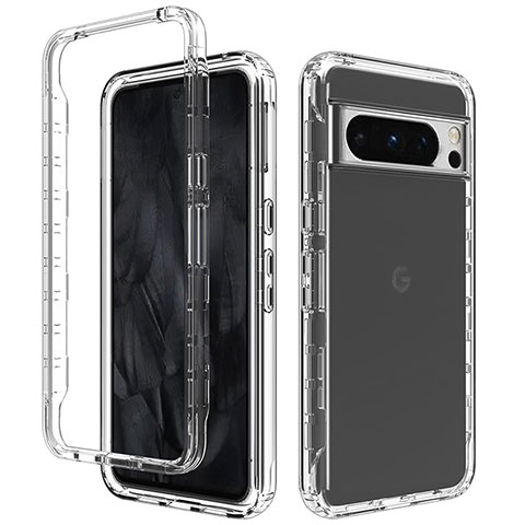 Custodia Silicone Trasparente Ultra Sottile Morbida Cover Fronte e Retro 360 per Google Pixel 8 Pro 5G Chiaro