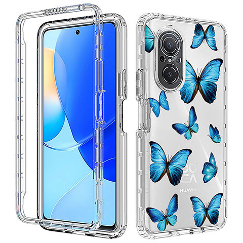 Custodia Silicone Trasparente Ultra Sottile Morbida Cover Fronte e Retro 360 per Huawei Nova 9 SE Blu