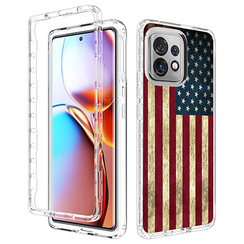 Custodia Silicone Trasparente Ultra Sottile Morbida Cover Fronte e Retro 360 per Motorola Moto Edge 40 Pro 5G Multicolore