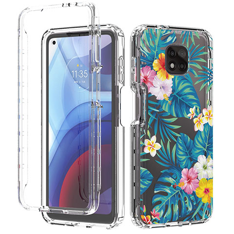 Custodia Silicone Trasparente Ultra Sottile Morbida Cover Fronte e Retro 360 per Motorola Moto G Power (2021) Ciano