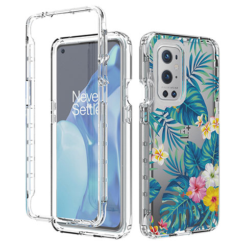 Custodia Silicone Trasparente Ultra Sottile Morbida Cover Fronte e Retro 360 per OnePlus 9 Pro 5G Cielo Blu