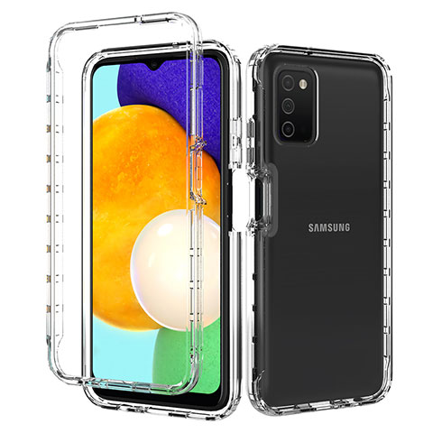 Custodia Silicone Trasparente Ultra Sottile Morbida Cover Fronte e Retro 360 per Samsung Galaxy A03s Chiaro