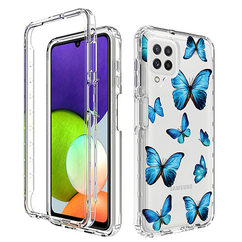 Custodia Silicone Trasparente Ultra Sottile Morbida Cover Fronte e Retro 360 per Samsung Galaxy A22 4G Blu