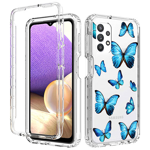 Custodia Silicone Trasparente Ultra Sottile Morbida Cover Fronte e Retro 360 per Samsung Galaxy A32 4G Blu