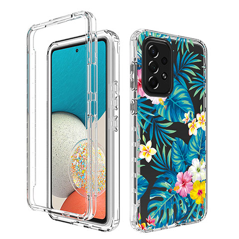 Custodia Silicone Trasparente Ultra Sottile Morbida Cover Fronte e Retro 360 per Samsung Galaxy A53 5G Cielo Blu