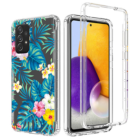 Custodia Silicone Trasparente Ultra Sottile Morbida Cover Fronte e Retro 360 per Samsung Galaxy A72 5G Cielo Blu