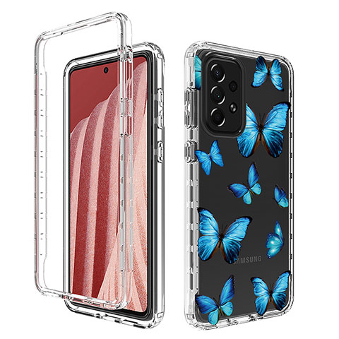 Custodia Silicone Trasparente Ultra Sottile Morbida Cover Fronte e Retro 360 per Samsung Galaxy A73 5G Blu