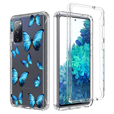 Custodia Silicone Trasparente Ultra Sottile Morbida Cover Fronte e Retro 360 per Samsung Galaxy S20 FE (2022) 5G Blu