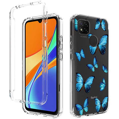 Custodia Silicone Trasparente Ultra Sottile Morbida Cover Fronte e Retro 360 per Xiaomi Redmi 9 Activ Blu