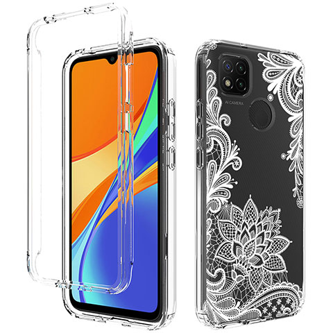 Custodia Silicone Trasparente Ultra Sottile Morbida Cover Fronte e Retro 360 per Xiaomi Redmi 9 India Bianco