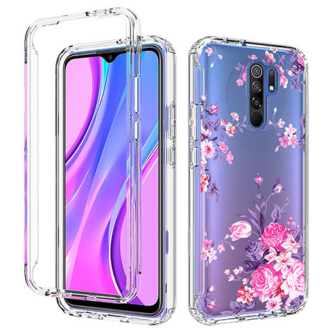 Custodia Silicone Trasparente Ultra Sottile Morbida Cover Fronte e Retro 360 per Xiaomi Redmi 9 Prime India Rosa