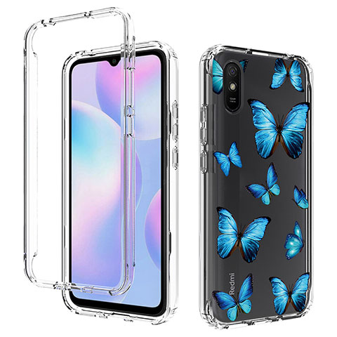 Custodia Silicone Trasparente Ultra Sottile Morbida Cover Fronte e Retro 360 per Xiaomi Redmi 9A Blu