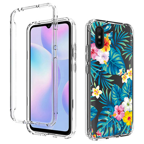 Custodia Silicone Trasparente Ultra Sottile Morbida Cover Fronte e Retro 360 per Xiaomi Redmi 9i Cielo Blu