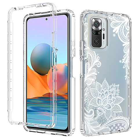 Custodia Silicone Trasparente Ultra Sottile Morbida Cover Fronte e Retro 360 per Xiaomi Redmi Note 10 Pro 4G Bianco