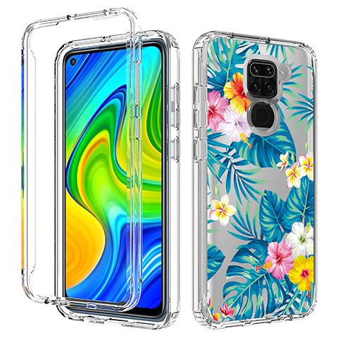 Custodia Silicone Trasparente Ultra Sottile Morbida Cover Fronte e Retro 360 per Xiaomi Redmi Note 9 Cielo Blu