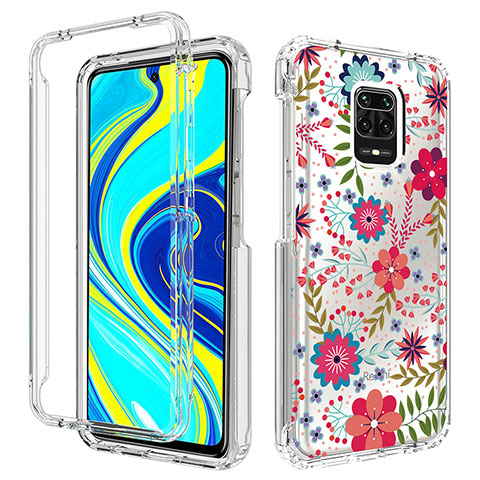 Custodia Silicone Trasparente Ultra Sottile Morbida Cover Fronte e Retro 360 per Xiaomi Redmi Note 9 Pro Max Rosso