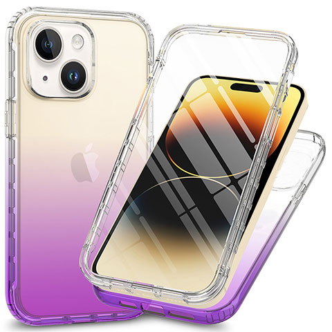 Custodia Silicone Trasparente Ultra Sottile Morbida Cover Fronte e Retro 360 ZJ1 per Apple iPhone 14 Viola